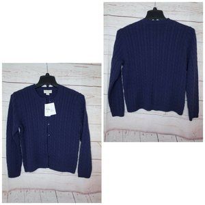 Appleseeds Petites Blue Petite Medium Button Up Sweater With Blue Gem Buttons